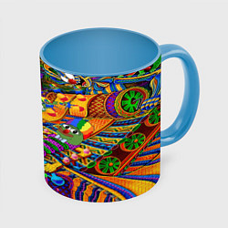 Кружка 3D Pepe mem optacal, цвет: 3D-белый + небесно-голубой