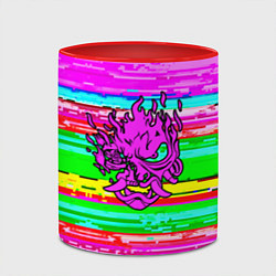 Кружка 3D Cyberpunk 2077 радужные полосы, цвет: 3D-белый + красный — фото 2