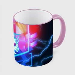 Кружка 3D Cyberpunk samurai storm, цвет: 3D-розовый кант