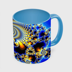 Кружка 3D Фрактальный психоделики узор, цвет: 3D-белый + небесно-голубой