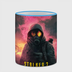 Кружка 3D Stalker 2 горящий атомный завод, цвет: 3D-небесно-голубой кант — фото 2