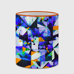 Кружка 3D Жёлто-синяя тревожная абстракция на белом фоне, цвет: 3D-оранжевый кант — фото 2