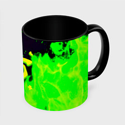 Кружка 3D Doom кислотный огонь лого, цвет: 3D-белый + черный