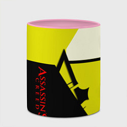 Кружка 3D Assassins Creed geometry logo, цвет: 3D-белый + розовый — фото 2