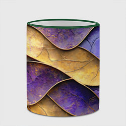 Кружка 3D Фиолетовые и золотые волны, цвет: 3D-зеленый кант — фото 2