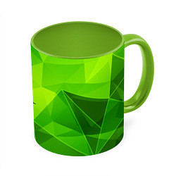 Кружка 3D Queen green poly, цвет: 3D-белый + светло-зеленый