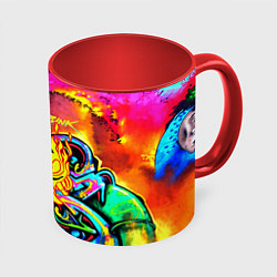 Кружка 3D Cyberpunk 2077 graffity game, цвет: 3D-белый + красный