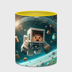 Кружка 3D An astronaut in outer space - Minecraft, цвет: 3D-белый + желтый — фото 2