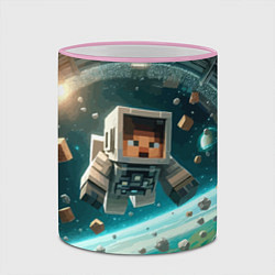 Кружка 3D An astronaut in outer space - Minecraft, цвет: 3D-розовый кант — фото 2