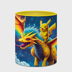 Кружка 3D Pikachu on a fabulous dragon - neon glow, цвет: 3D-белый + желтый — фото 2