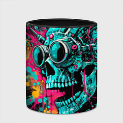 Кружка 3D Cyber skull sketch - color blots, цвет: 3D-белый + черный — фото 2