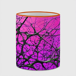 Кружка 3D Чёрные волокна и фиолетовый градиент абстракция, цвет: 3D-оранжевый кант — фото 2
