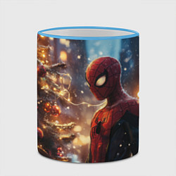 Кружка 3D Spider-man new year, цвет: 3D-небесно-голубой кант — фото 2