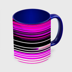 Кружка 3D Разноцветные вертикальные линии, цвет: 3D-белый + синий