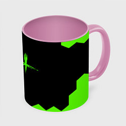 Кружка 3D Dead by daylight hexagon, цвет: 3D-белый + розовый