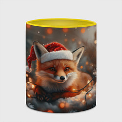 Кружка 3D Новогодняя лисичка и огоньки, цвет: 3D-белый + желтый — фото 2