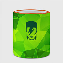 Кружка 3D David Bowie green poly, цвет: 3D-оранжевый кант — фото 2