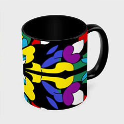 Кружка 3D Яркий калейдоскоп, цвет: 3D-белый + черный