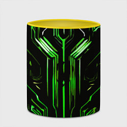Кружка 3D Green stripes on a black background, цвет: 3D-белый + желтый — фото 2