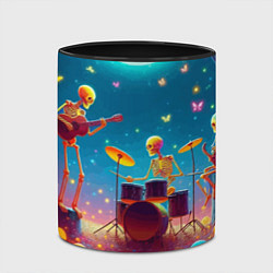 Кружка 3D Квинтет скелетов музицирует на грибной поляне, цвет: 3D-белый + черный — фото 2