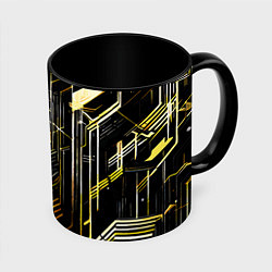 Кружка 3D Gold lines on a black background, цвет: 3D-белый + черный