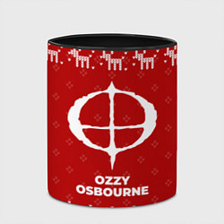 Кружка 3D Новогодний Ozzy Osbourne с оленями, цвет: 3D-белый + черный — фото 2