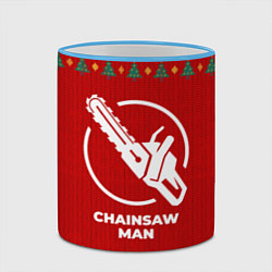 Кружка 3D Chainsaw Man new year, цвет: 3D-небесно-голубой кант — фото 2