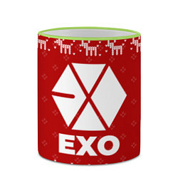 Кружка 3D Новогодний Exo с оленями, цвет: 3D-светло-зеленый кант — фото 2