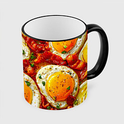 Кружка 3D Яичница-глазунья, цвет: 3D-черный кант