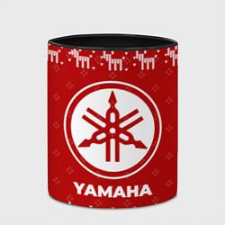 Кружка 3D Новогодний Yamaha с оленями, цвет: 3D-белый + черный — фото 2