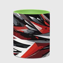 Кружка 3D Чёрно-красно-белая абстракция, цвет: 3D-белый + светло-зеленый — фото 2