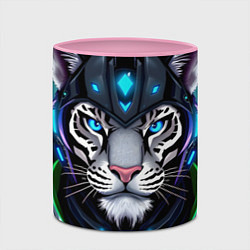 Кружка 3D Крутой неоновый тигр, цвет: 3D-белый + розовый — фото 2