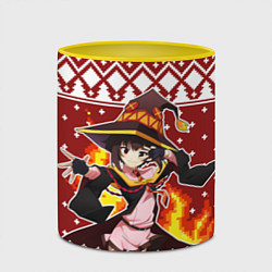 Кружка 3D Мегумин свитер новогодний, цвет: 3D-белый + желтый — фото 2