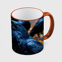 Кружка 3D Ворон в лесу, цвет: 3D-оранжевый кант