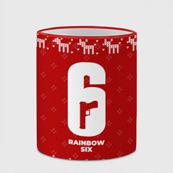 Кружка 3D Новогодний Rainbow Six с оленями, цвет: 3D-красный кант — фото 2