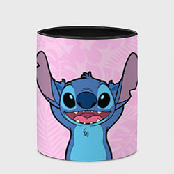 Кружка 3D Stitch on a pink background, цвет: 3D-белый + черный — фото 2