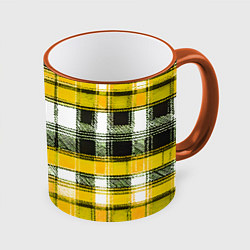 Кружка 3D Чёрные полосы на жёлто-белом фоне, цвет: 3D-оранжевый кант