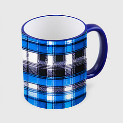 Кружка 3D Чёрные полосы на сине-белом фоне, цвет: 3D-синий кант