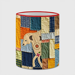 Кружка 3D Пэчворк с собакой, цвет: 3D-красный кант — фото 2