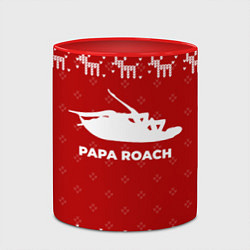 Кружка 3D Новогодний Papa Roach с оленями, цвет: 3D-белый + красный — фото 2