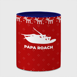 Кружка 3D Новогодний Papa Roach с оленями, цвет: 3D-белый + синий — фото 2