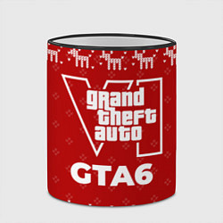 Кружка 3D Новогодний GTA6 с оленями, цвет: 3D-черный кант — фото 2