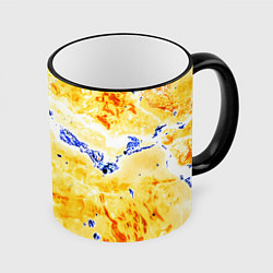 Кружка 3D Сине-золотая абстракция, цвет: 3D-черный кант