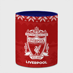 Кружка 3D Новогодний Liverpool, цвет: 3D-белый + синий — фото 2