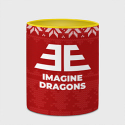 Кружка 3D Новогодний Imagine Dragons, цвет: 3D-белый + желтый — фото 2