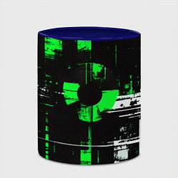 Кружка 3D Зелёно-белый гранж на чёрном фоне, цвет: 3D-белый + синий — фото 2