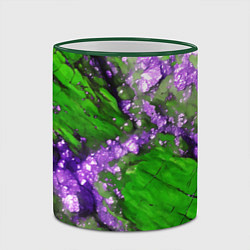Кружка 3D Фиолетовый минерал в зелёном камне, цвет: 3D-зеленый кант — фото 2