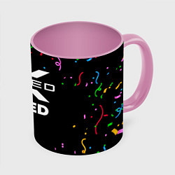 Кружка 3D Exeed конфети, цвет: 3D-белый + розовый