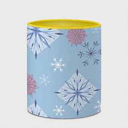 Кружка 3D Снежинки Эльзы, цвет: 3D-белый + желтый — фото 2