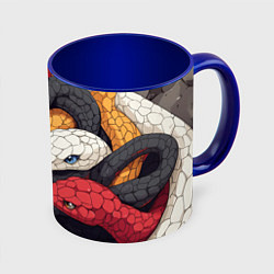 Кружка 3D Разноцветные змеи, цвет: 3D-белый + синий